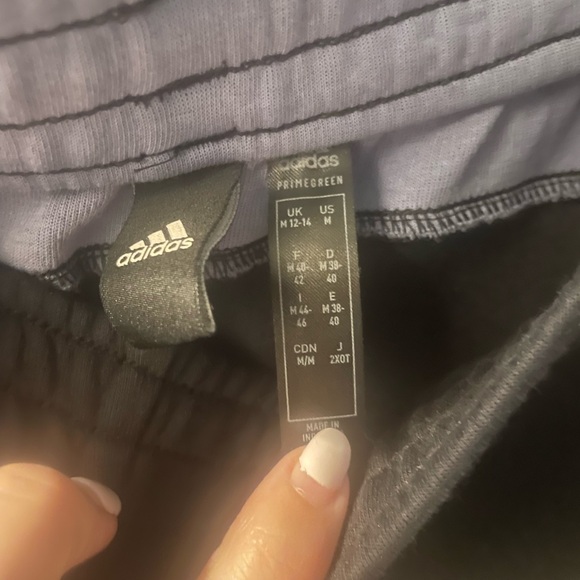 Women’s Adidas Black Cotton Partially Recycled Loose Shorts w/ White Stripes, M - Picture 5 of 9